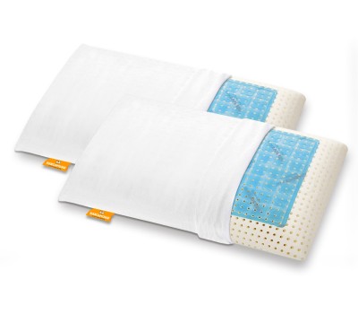 Pair of Memory GEL soap-shaped pillows with 100% cotton removable cover with zip - Marcapiuma