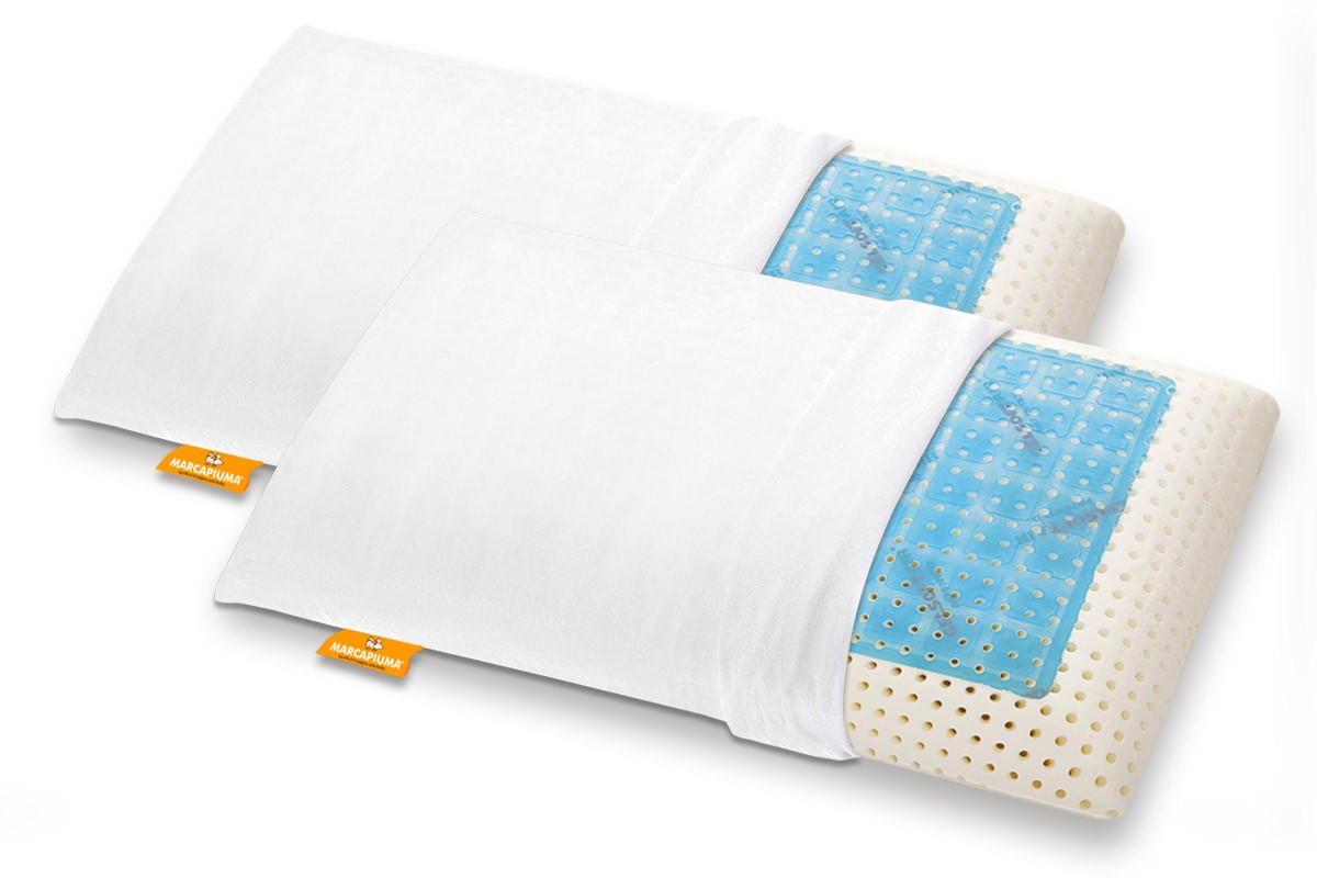 Pair of Memory GEL soap-shaped pillows with 100% cotton removable cover with zip - Marcapiuma