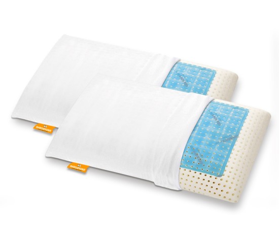 Pair of Memory GEL soap-shaped pillows with 100% cotton removable cover with zip - Marcapiuma
