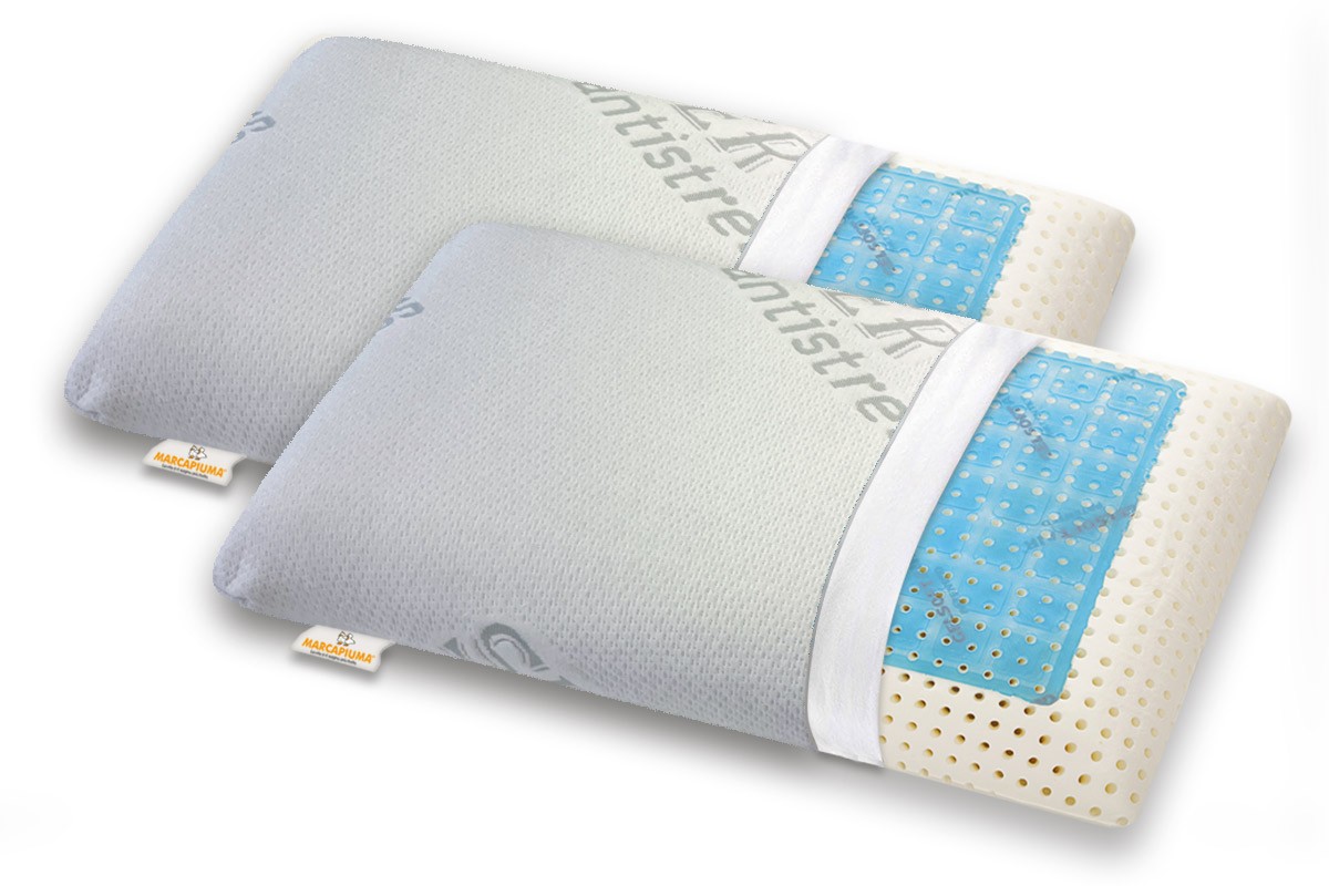 Pair of Memory GEL pillows soap-shaped removable SILVER ANTISTRESS cover with zip - Marcapiuma