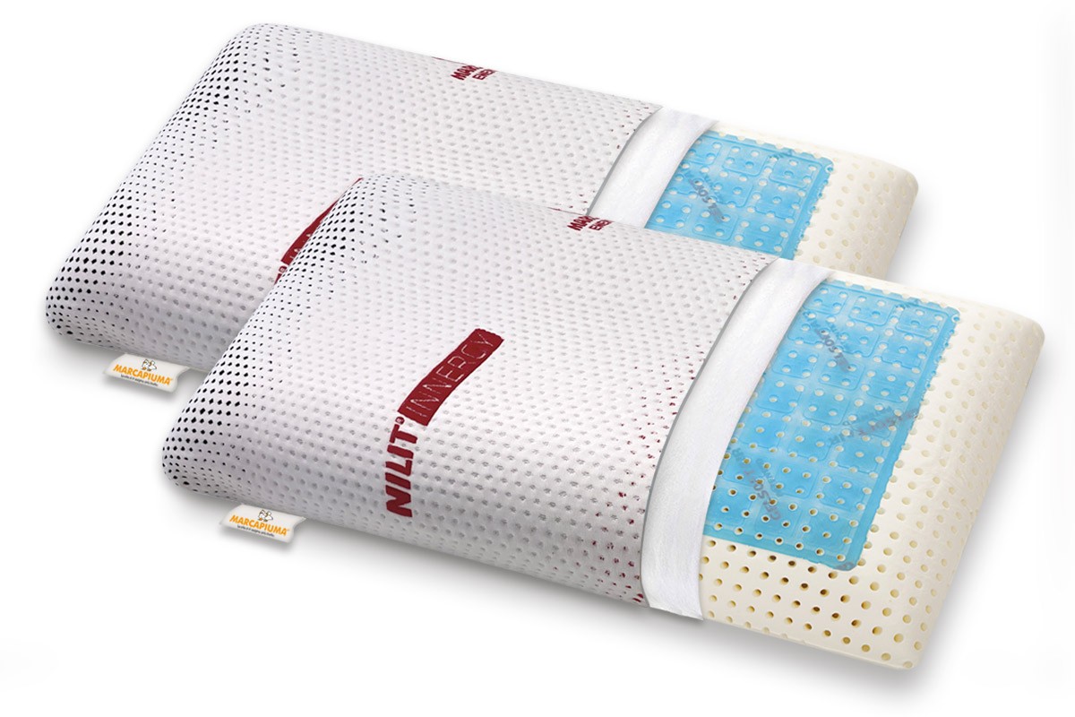 Pair of Memory GEL pillows soap-shaped removable NILIT INNERGY cover with zip - Marcapiuma
