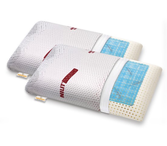 Pair of Memory GEL pillows soap-shaped removable NILIT INNERGY cover with zip - Marcapiuma