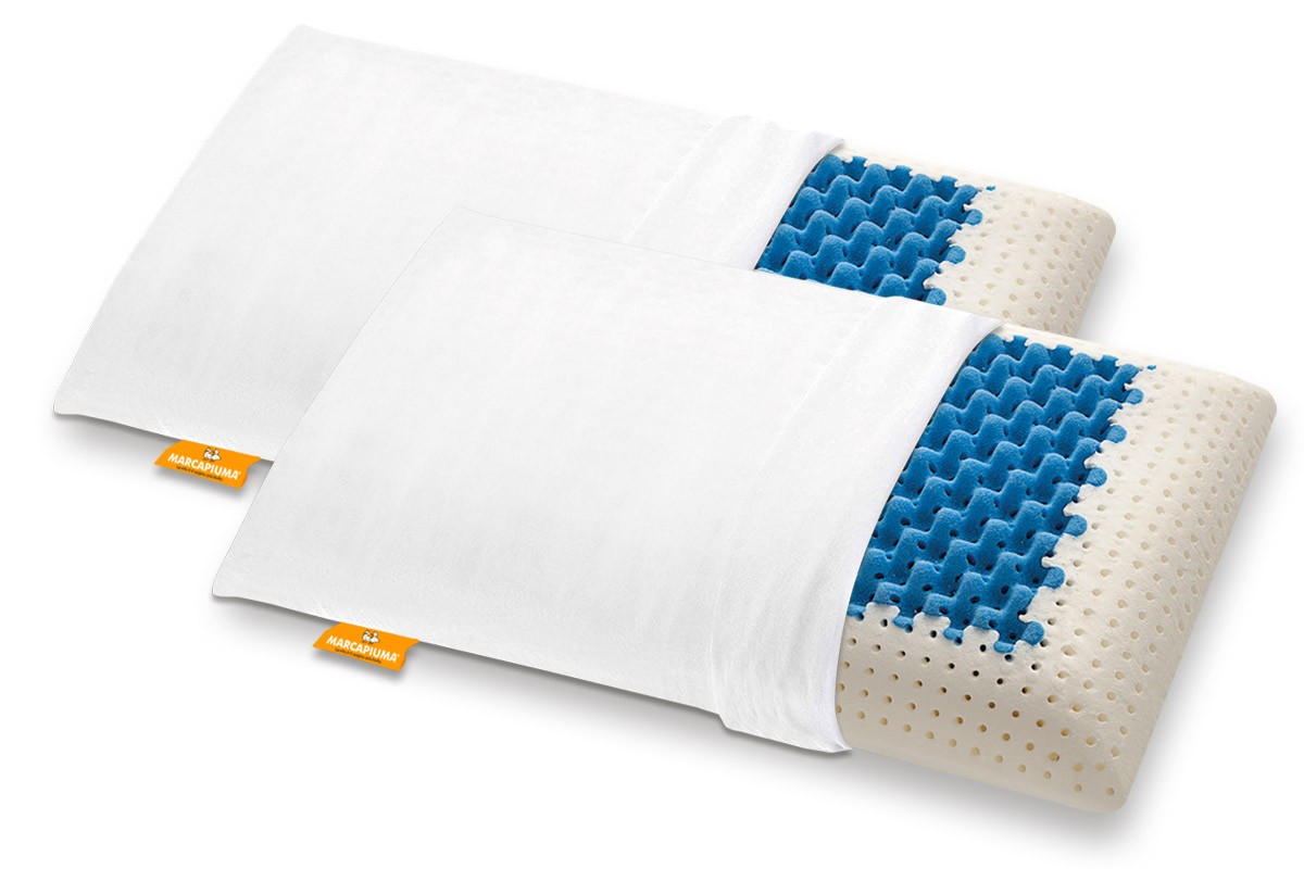 Pair of Memory pillows model Air Massage breathable insert Removable cover 100% Cotton - Marcapiuma
