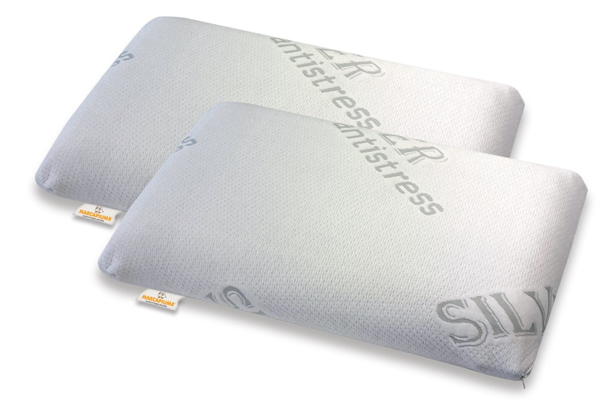 Pair of Memory pillows model Air Massage breathable insert Removable lining Silver Antistress - Marcapiuma