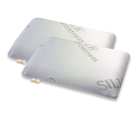 Pair of Memory pillows model Air Massage breathable insert Removable lining Silver Antistress - Marcapiuma