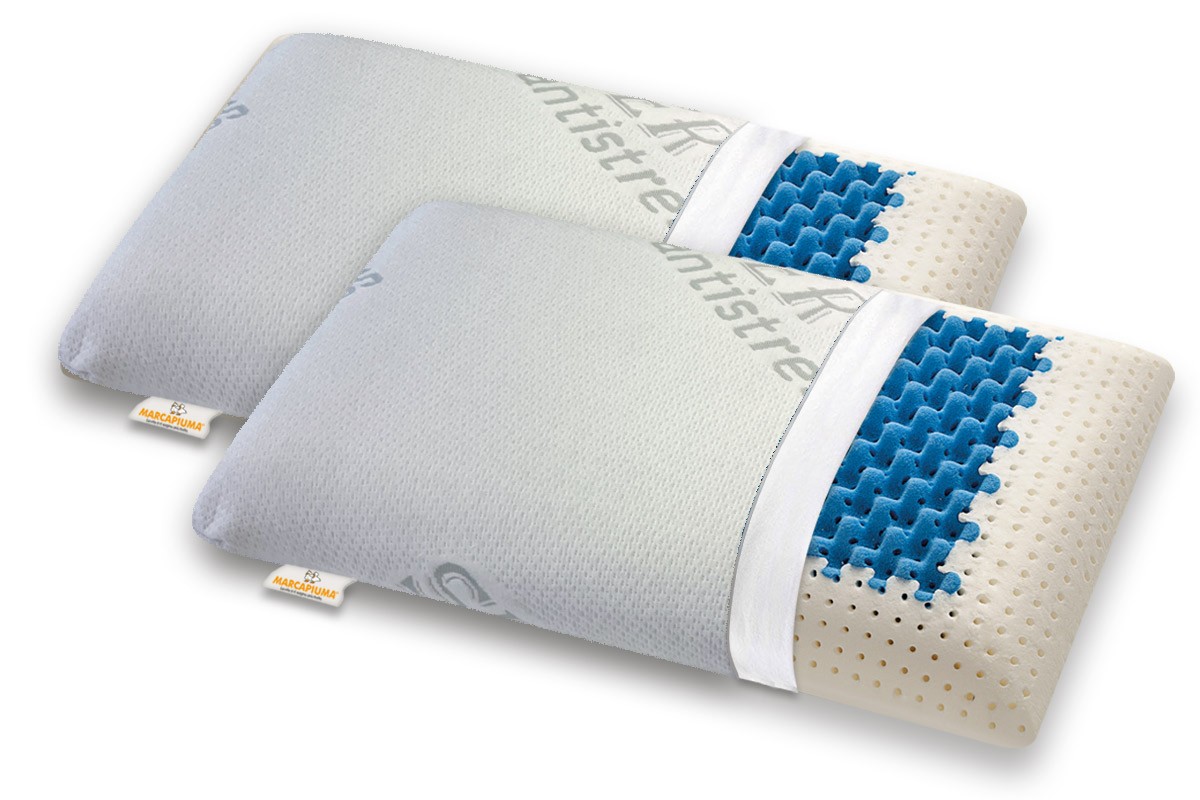 Pair of Memory pillows model Air Massage breathable insert Removable lining Silver Antistress - Marcapiuma