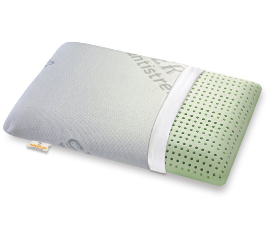 Oreiller en mousse à mémoire de forme Bio Green modèle forme savon doublure SILVER ANTISTRESS - Marcapiuma