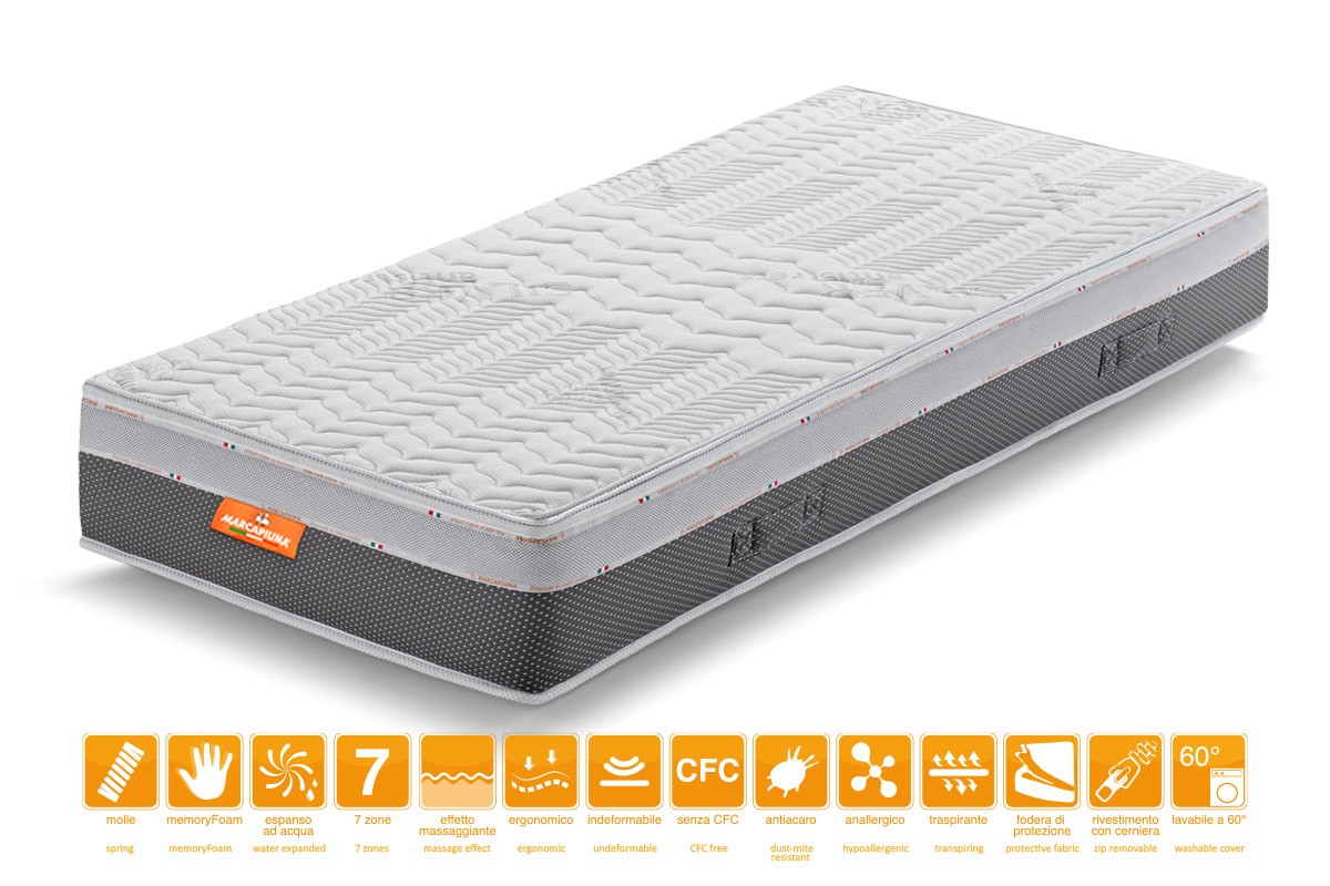 Materasso a molle 800 Memory singolo Rivestimento Silver sfoderabile - Marcapiuma