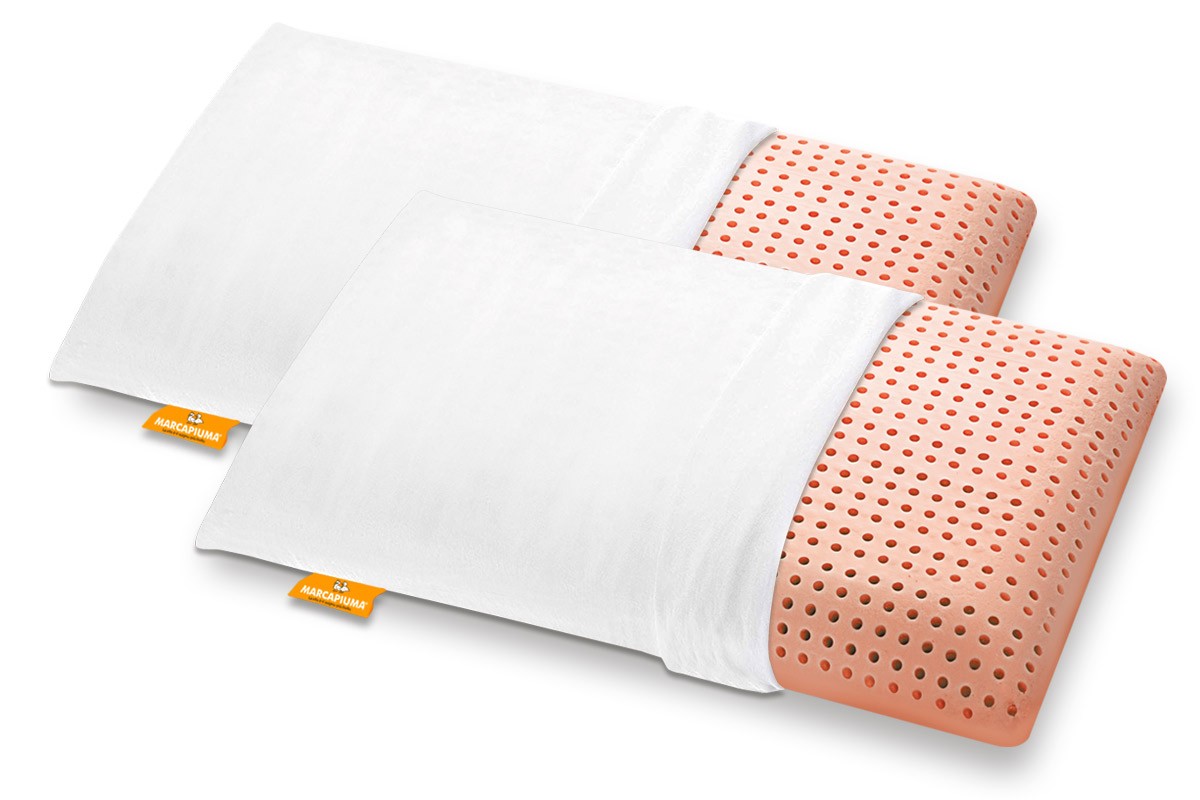 Pair of Washable Memory pillows model BIO CLEAN cover with zipper 100% Cotton - Marcapiuma
