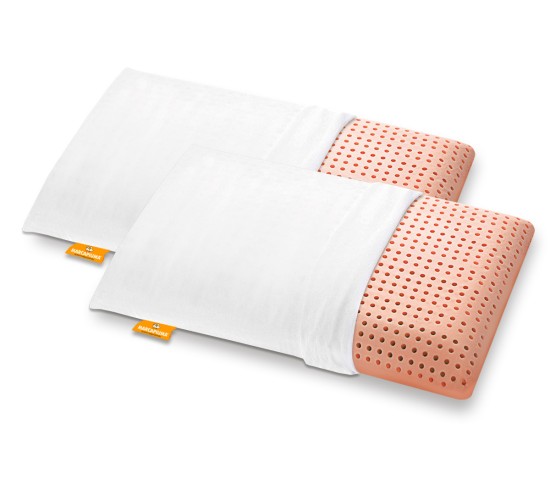 Pair of Washable Memory pillows model BIO CLEAN cover with zipper 100% Cotton - Marcapiuma