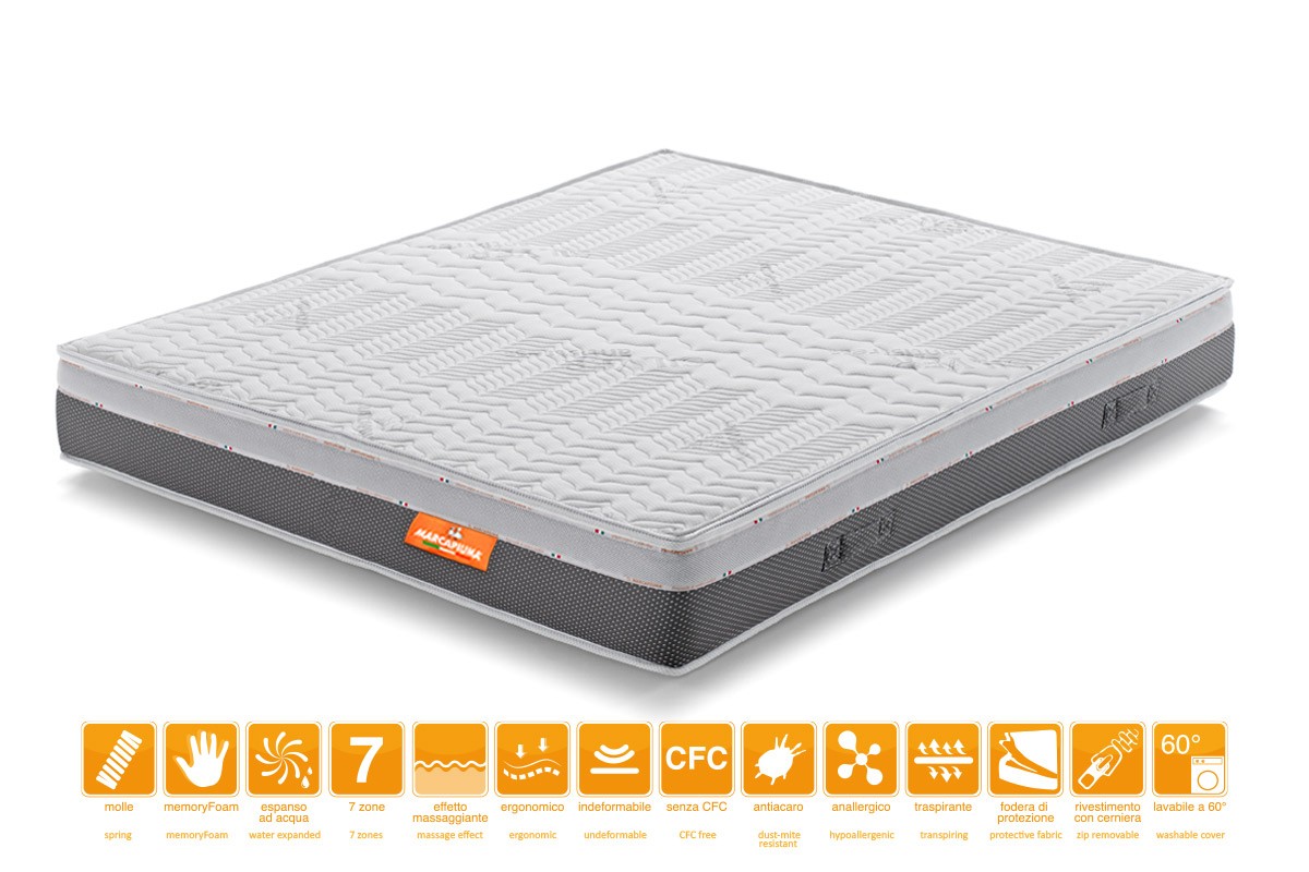 Materasso a molle 800 Memory matrimoniale Rivestimento Silver sfoderabile - Marcapiuma