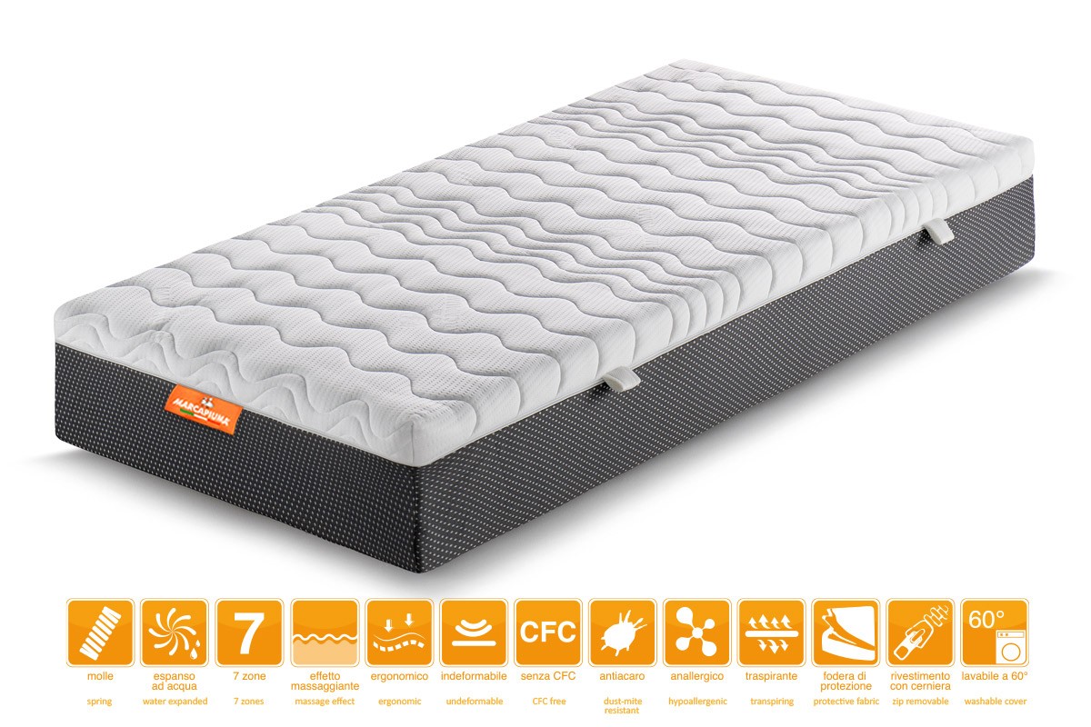Materasso a Molle modello 800 singolo Rivestimento fresco sfoderabile - Marcapiuma