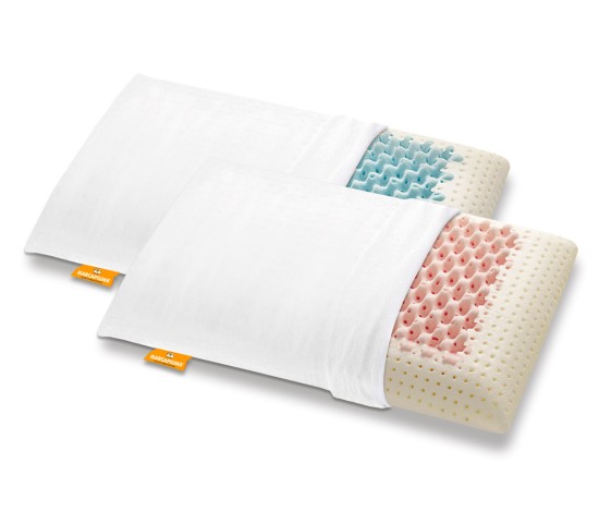 Pair Memory Pillows Mister Blue and Miss Pink Cotton - Marcapiuma