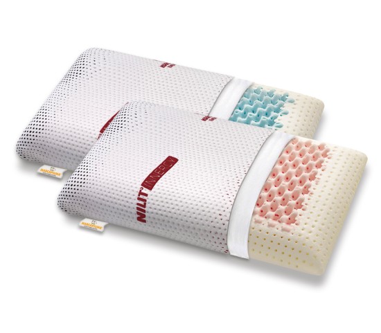 Memory pillow pair Miss Pink and Mister Blue soap-shaped cover NILIT INNERGY - Marcapiuma