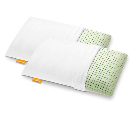 Paire d'oreillers à mémoire de forme modèle Bio Double Aloe housse de protection amovible Coton - Marcapiuma