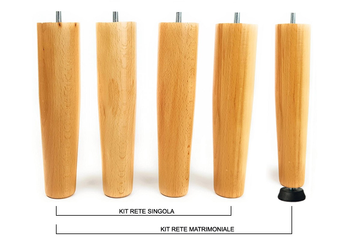 Kit piedi letto rete a doghe legno di faggio Nature Med - Marcapiuma
