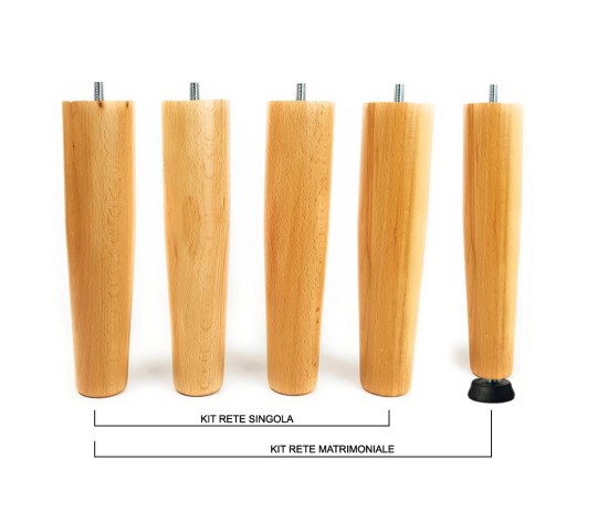 Kit piedi letto rete a doghe legno di faggio Nature Med - Marcapiuma