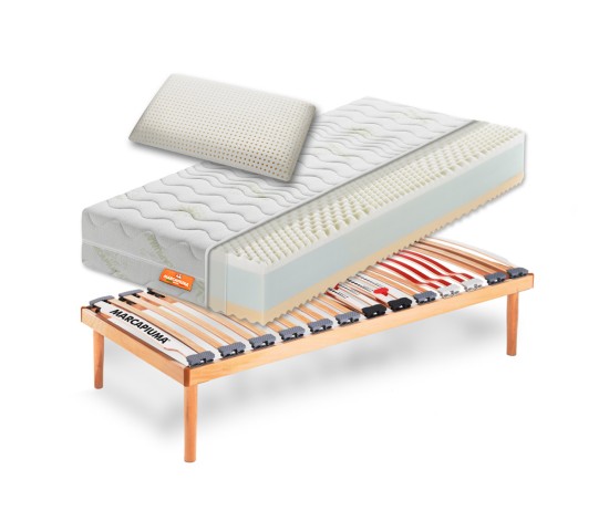 Sistema Letto singolo Materasso Rainbow + Rete a doghe + Cuscino - Marcapiuma