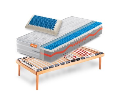 Sistema Letto Materasso Singolo Sunshine + Rete a doghe + Cuscini - Marcapiuma