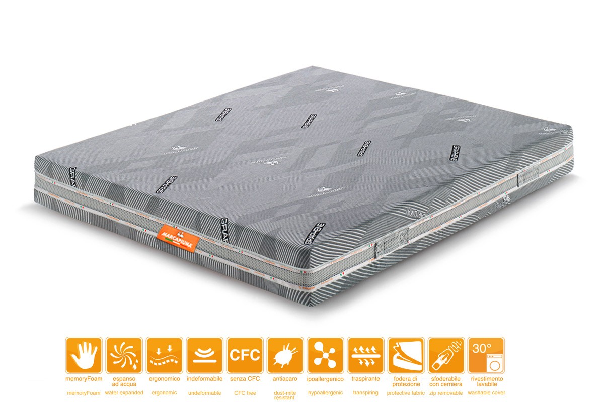 Materasso in Memory Foam modello Prince Matrimoniale Rivestimento Graphene - Marcapiuma