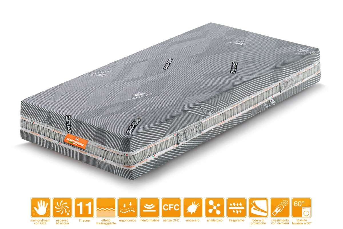 Materasso Singolo Memory Foam Ice Sensation Sport Rivestimento Graphene - Marcapiuma