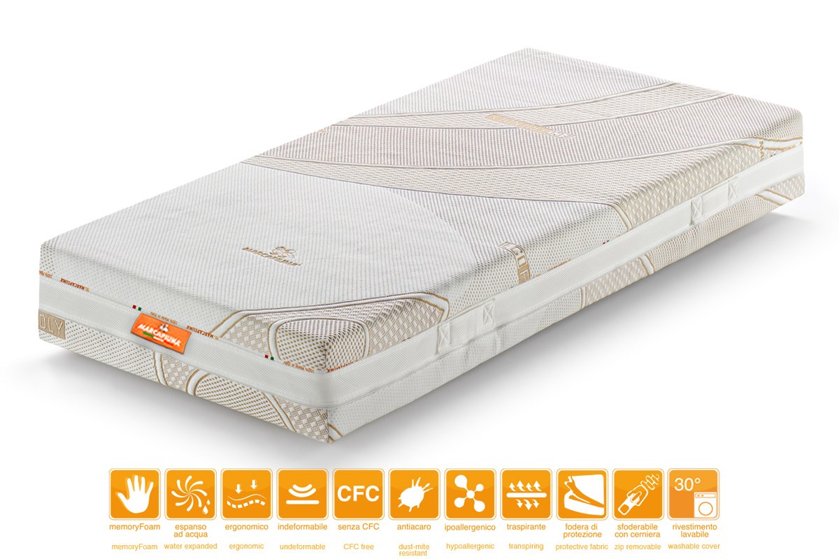 Matelas en Mousse à Mémoire Prince Simple avec Revêtement Écologique - Marcapiuma
