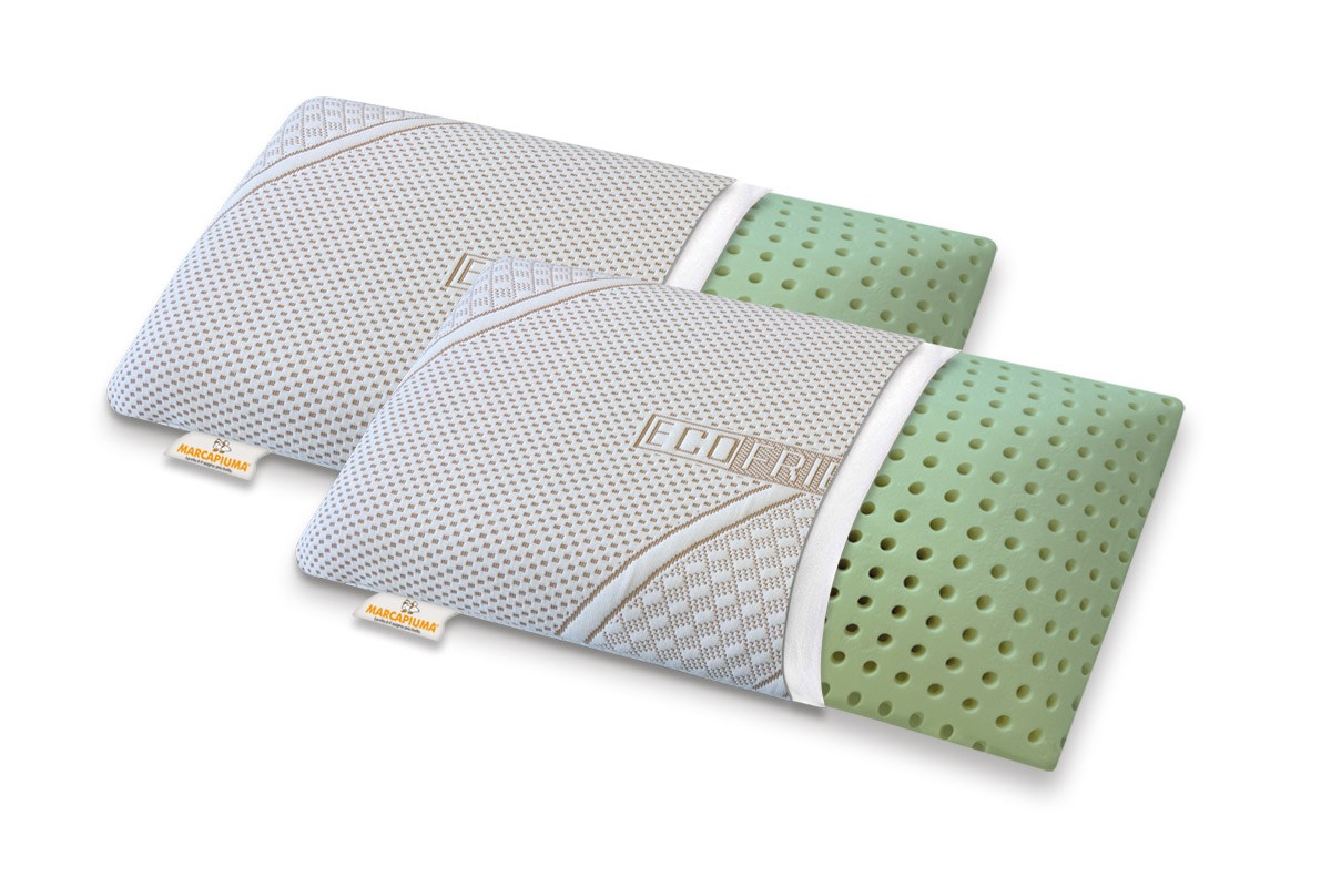Paire d'oreillers à mémoire de forme modèle DUMBO ALOE forme savon déhoussable ECO-FRIENDLY avec fermeture éclair - Marcapiuma