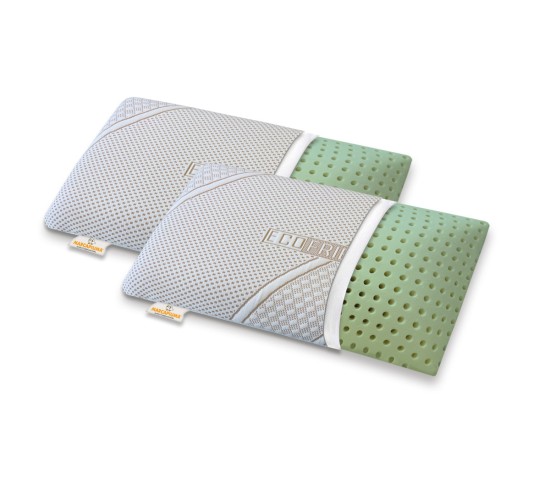 Paire d'oreillers à mémoire de forme modèle DUMBO ALOE forme savon déhoussable ECO-FRIENDLY avec fermeture éclair - Marcapiuma