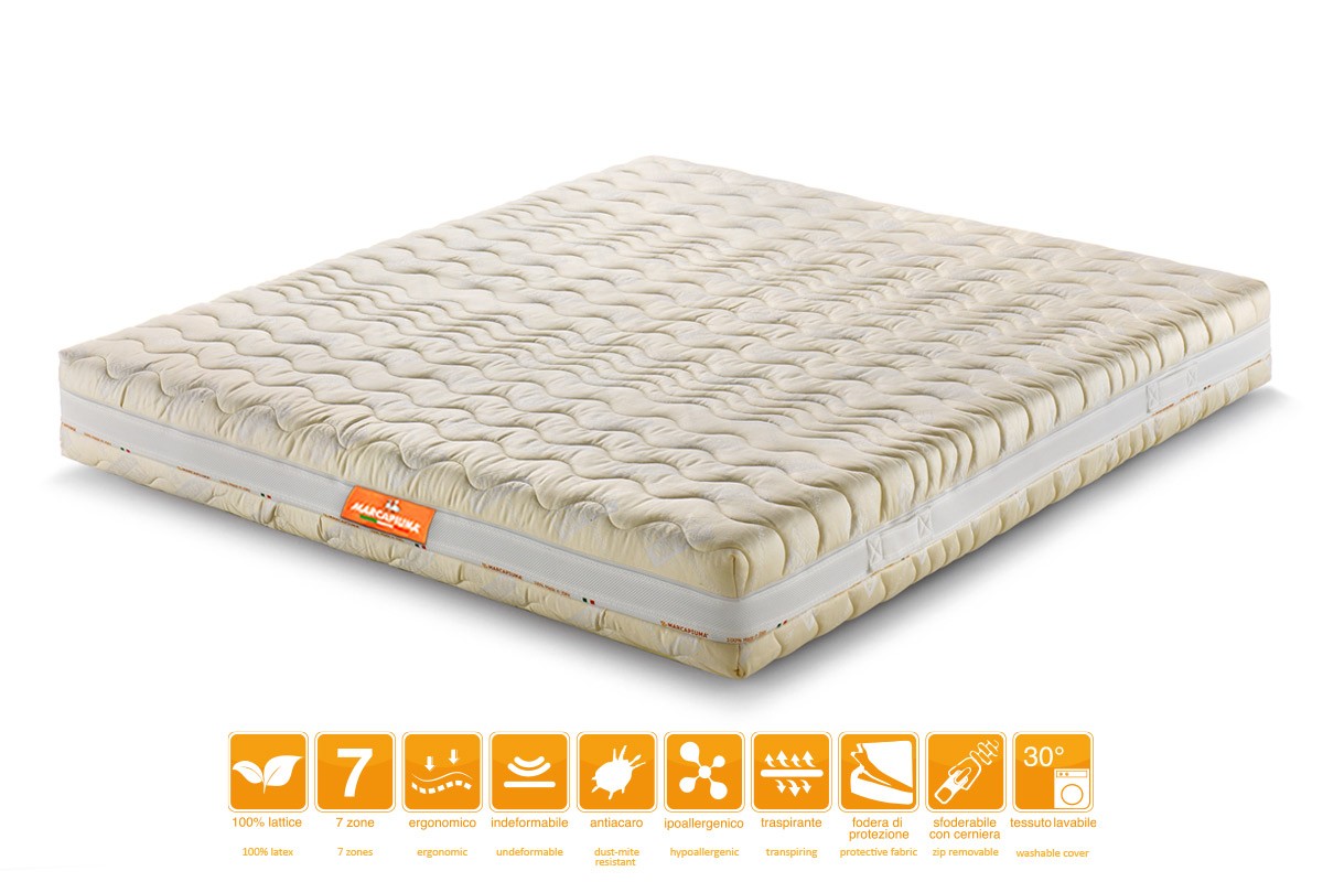 Matelas double en latex modèle Sevenlife 20 avec housse en coton Nature – Marcapiuma