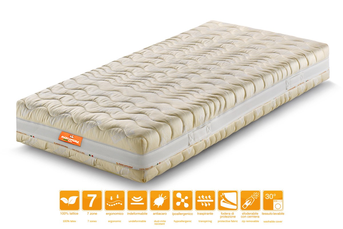 Matelas simple en latex modèle Sevenlife 20 avec housse en coton Nature – Marcapiuma