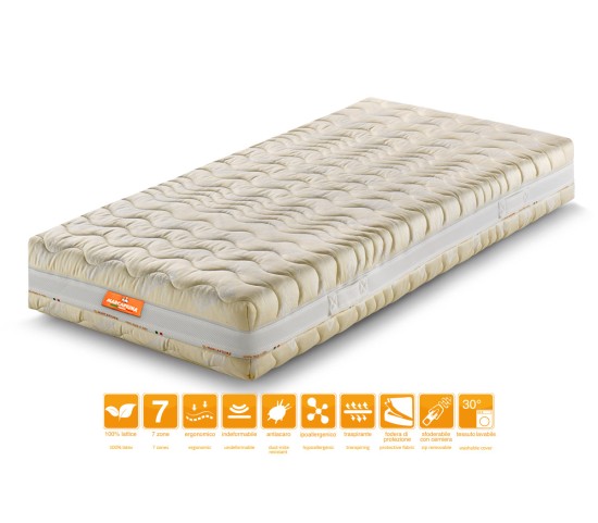 Colchón individual de látex modelo Sevenlife 20 con funda de algodón Nature – Marcapiuma