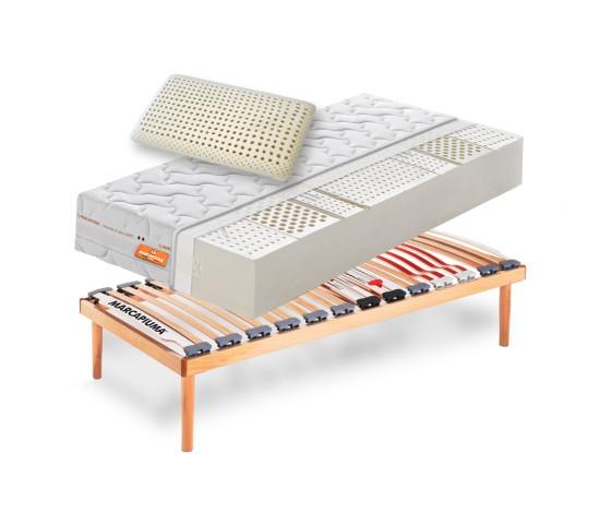 Sistema Letto Materasso singolo Sevenlife 20 + Rete a doghe + Cuscino - Marcapiuma