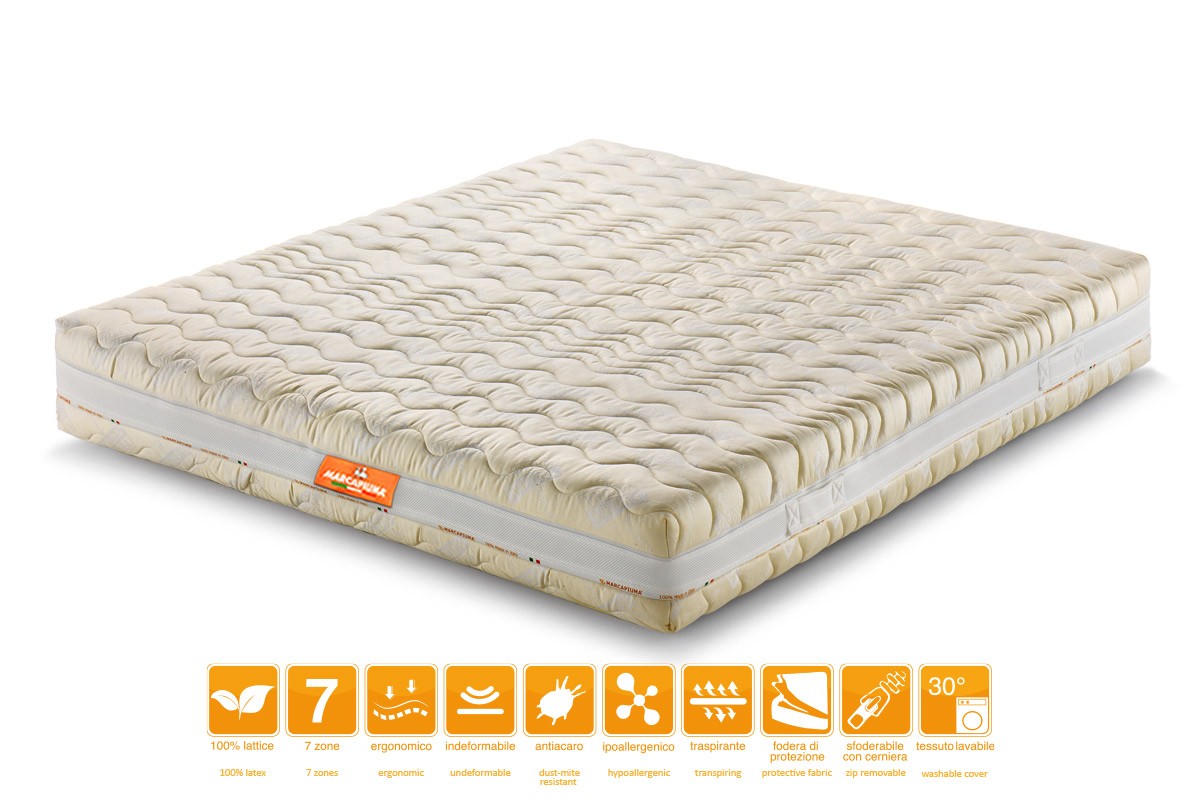 Materasso in Lattice con Topper Lattice Naturale matrimoniale modello ACTIVE rivestimento Cotone Nature - Marcapiuma