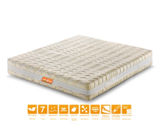 Materasso in Lattice con Topper Lattice Naturale matrimoniale modello ACTIVE rivestimento Cotone Nature - Marcapiuma