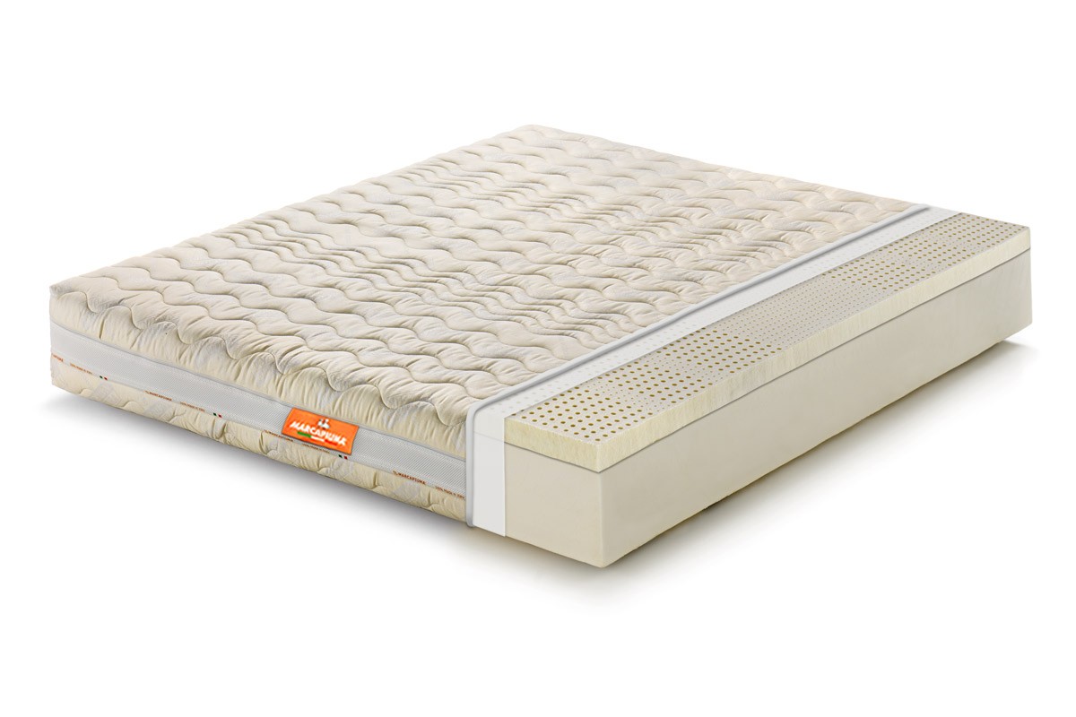 Materasso in Lattice con Topper Lattice Naturale matrimoniale modello ACTIVE rivestimento Cotone Nature Sez - Marcapiuma