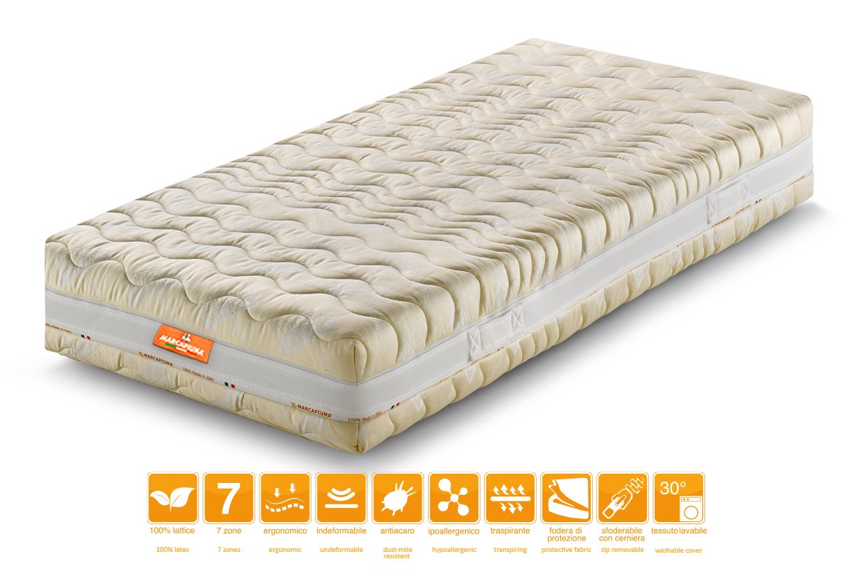 Materasso in Lattice con Topper Lattice Naturale singolo modello ACTIVE rivestimento Cotone Nature - Marcapiuma