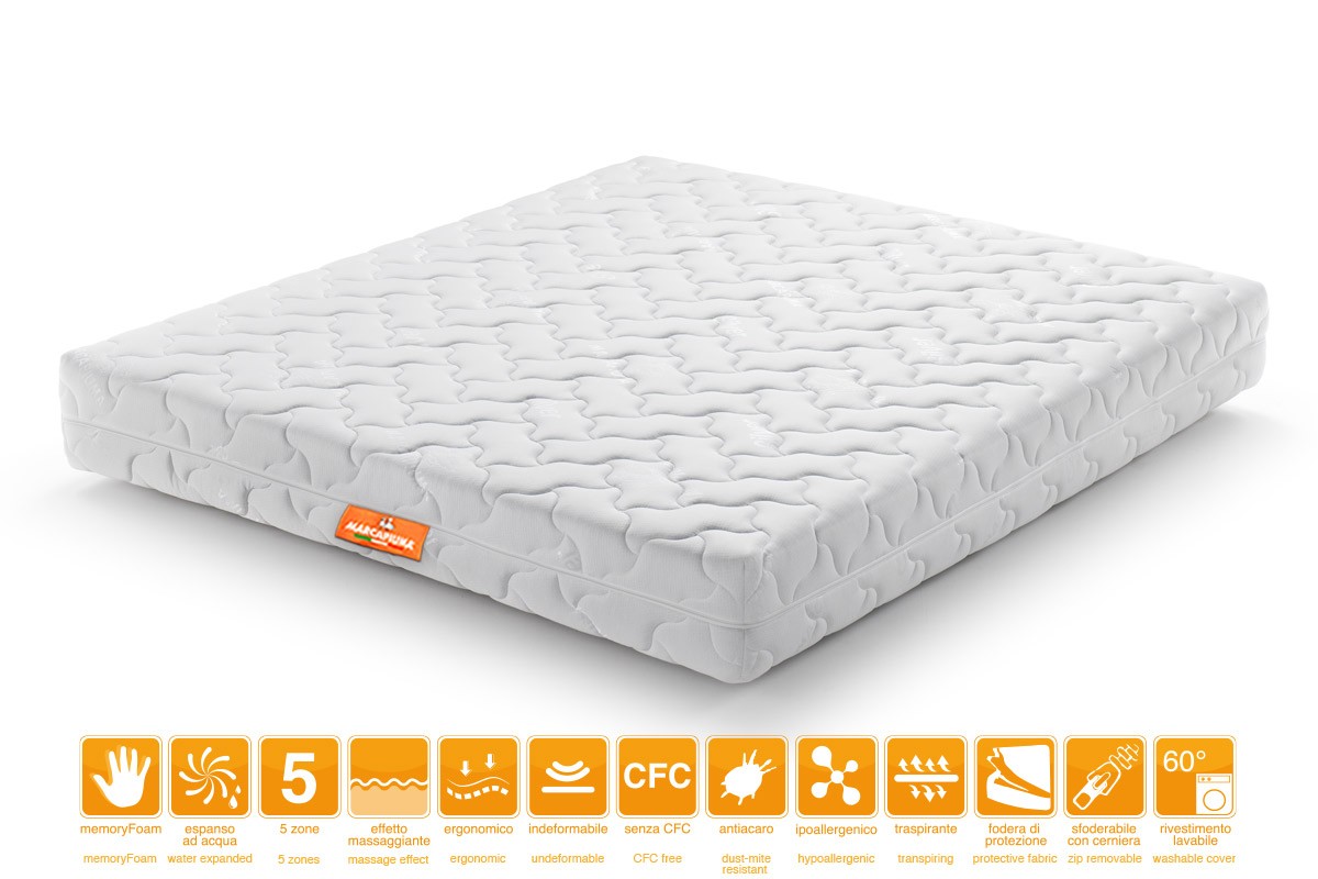 Memory Foam Double Mattress Rainbow Plus Model with Silver Cover - Marcapiuma