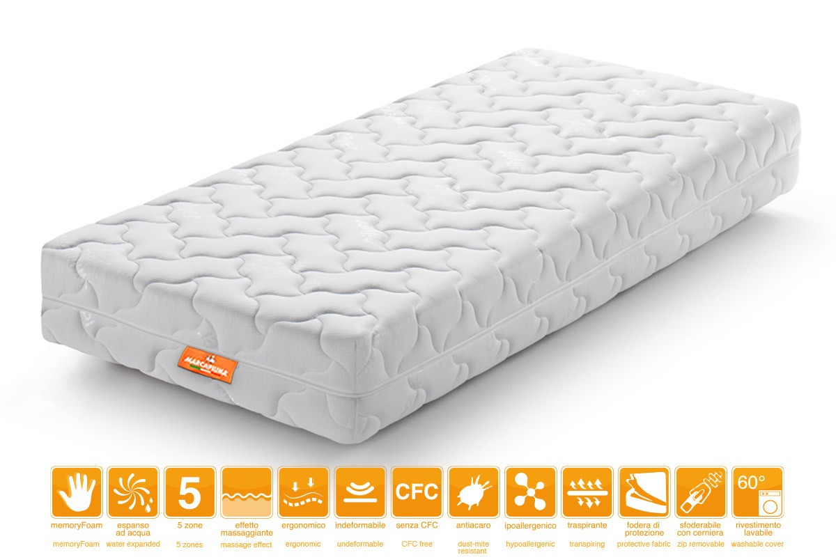 Memory Foam Single Mattress Rainbow Plus Model with Silver Cover - Marcapiuma