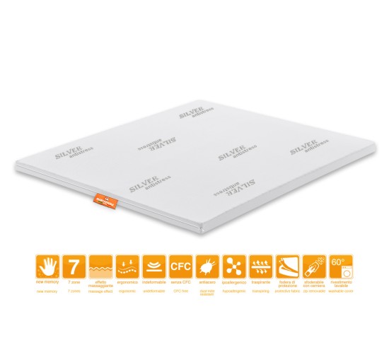 Levante New Memory Matratzentopper (Doppelbett) mit Silver Antistress Bezug – Marcapiuma