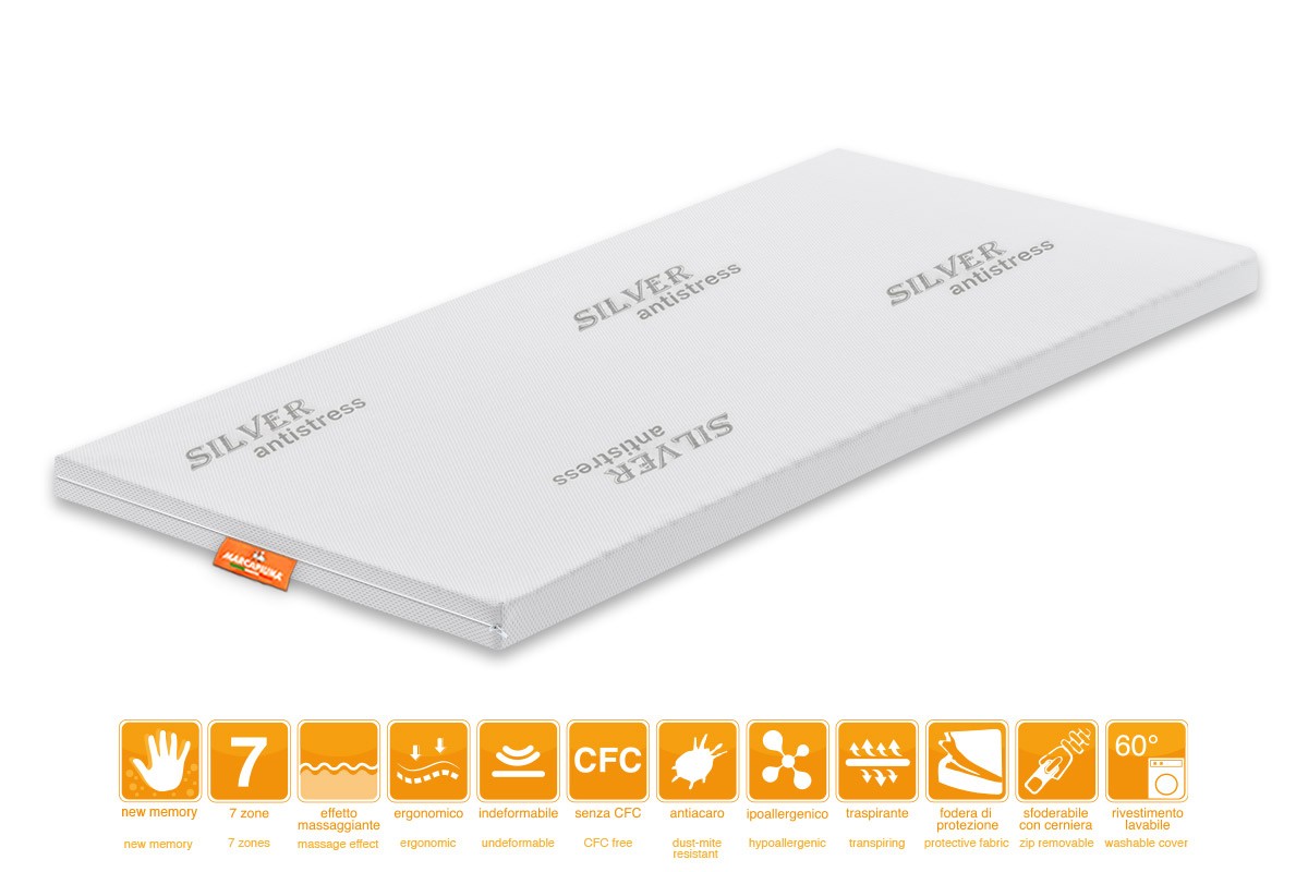Levante New Memory Single Topper with Silver Antistress Cover – Marcapiuma