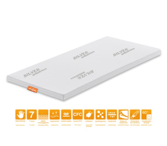 Surmatelas Levante New Memory Simple avec Housse Silver Antistress – Marcapiuma