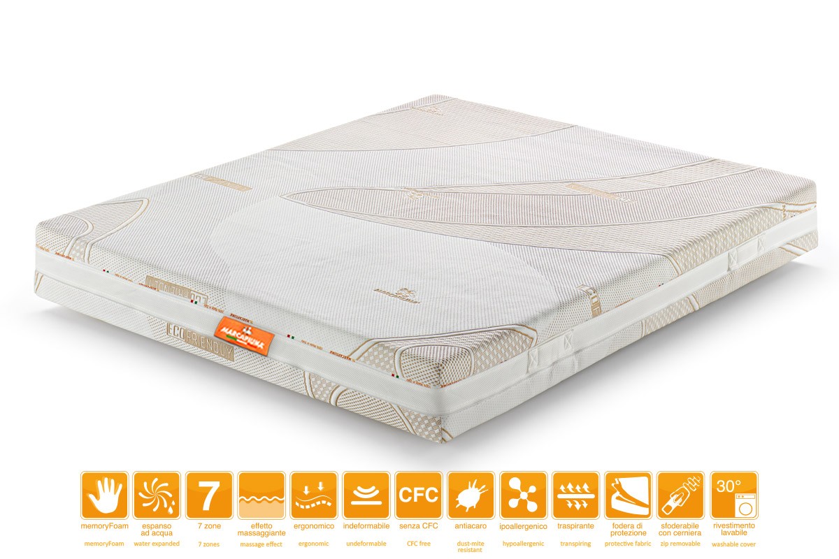 Materasso Waterfoam Matrimoniale You&Me rivestimento Eco-Friendly - Marcapiuma