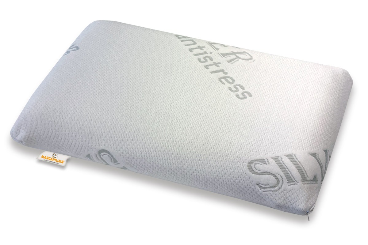 Cuscino in Memory modello Slow Memory forma saponetta Fodera sfoderabile Silver Antistress con cerniera  - Marcapiuma