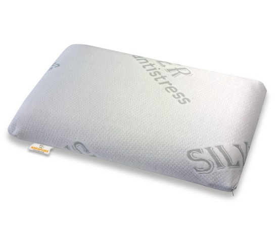 Cuscino in Memory modello Slow Memory forma saponetta Fodera sfoderabile Silver Antistress con cerniera  - Marcapiuma