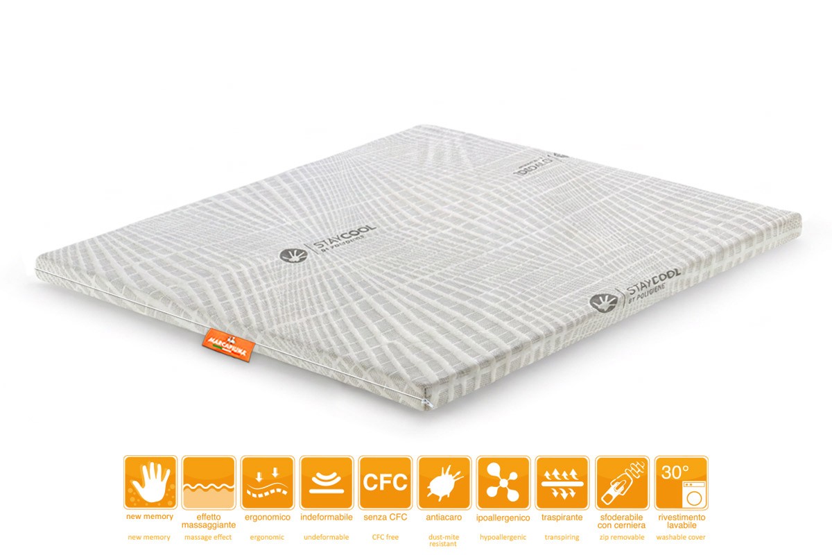 Topper rinfrescante in Memory modello Polar matrimoniale Rivestimento Staycool - Marcapiuma