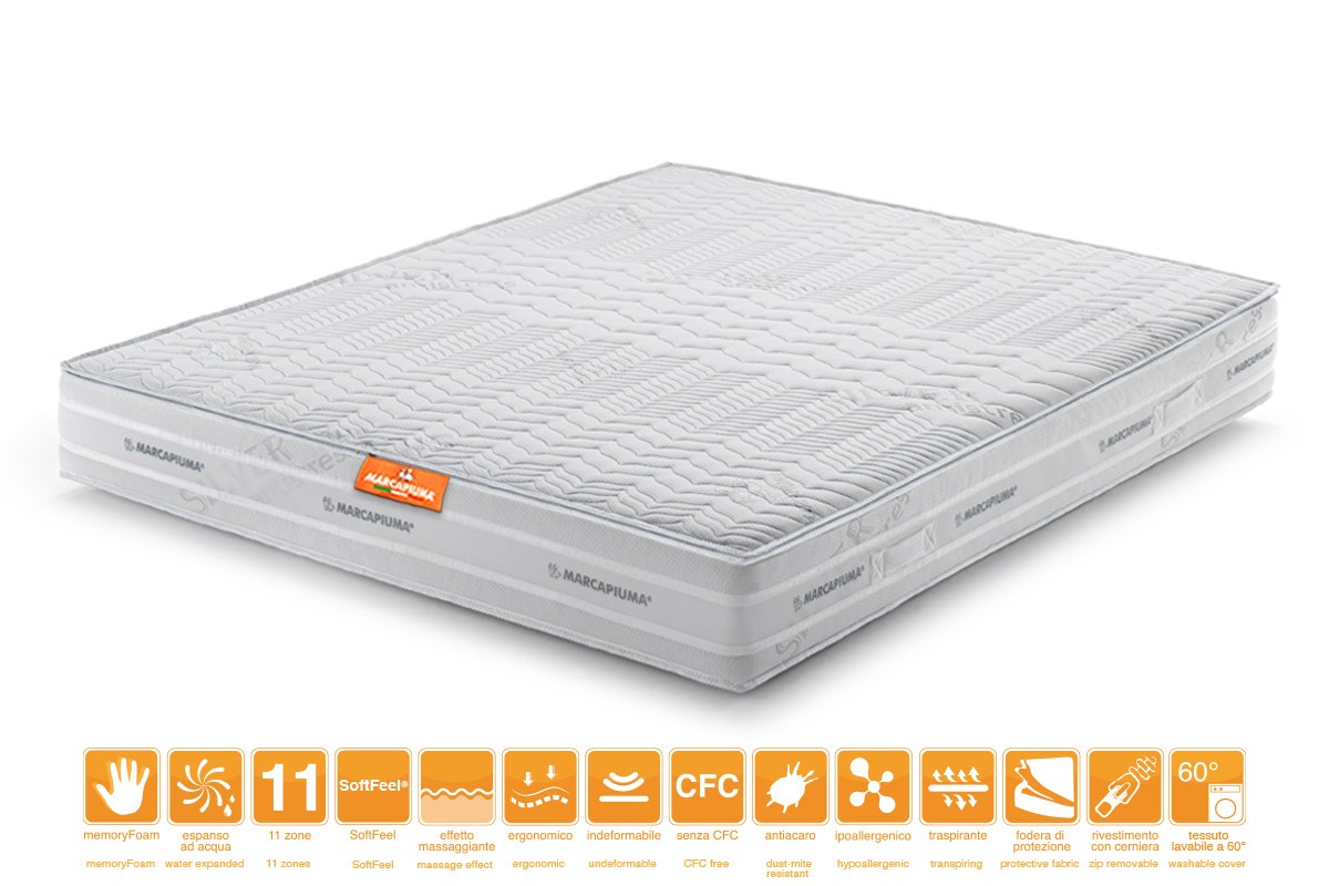 Matelas Mémoire de Forme modèle SUNSHINE Double avec housse Silver - Marcapiuma