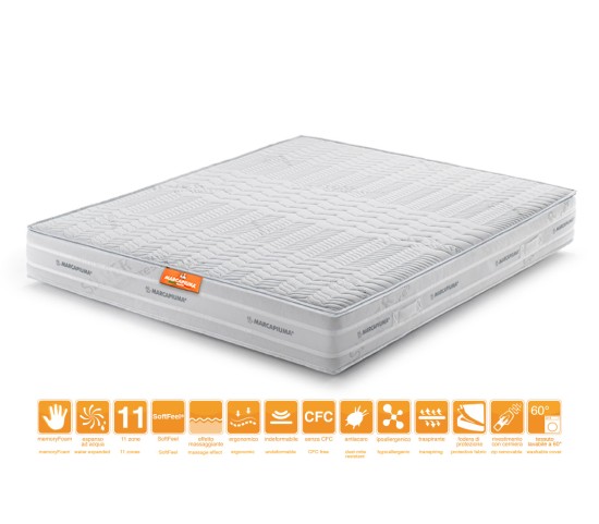 Memory Foam Mattress SUNSHINE Double Size with Silver Cover - Marcapiuma