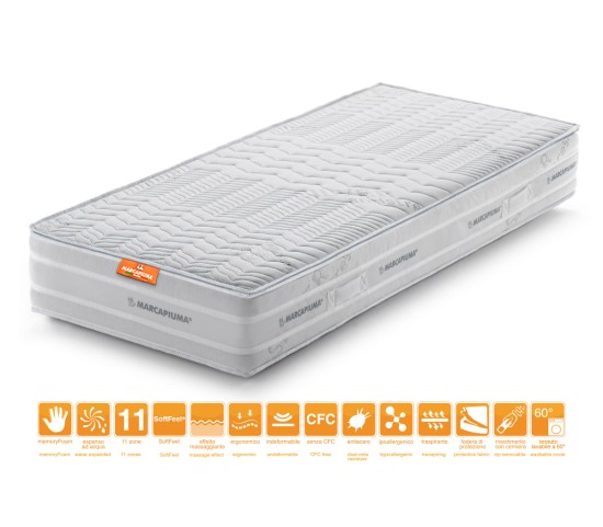 Matelas Mémoire de Forme modèle SUNSHINE Simple avec housse Silver - Marcapiuma