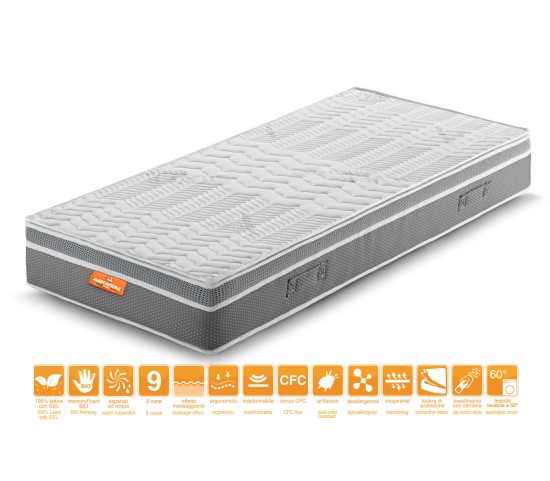 Celebration Single Latex Gel Memory Foam Mattress with Silver Antistress Cover - Marcapiuma