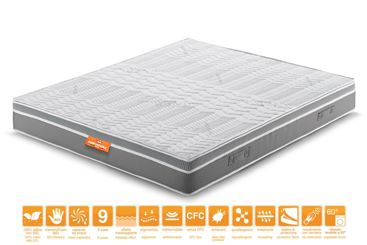 Celebration Double Latex Gel Memory Foam Mattress with Silver Antistress Cover - Marcapiuma